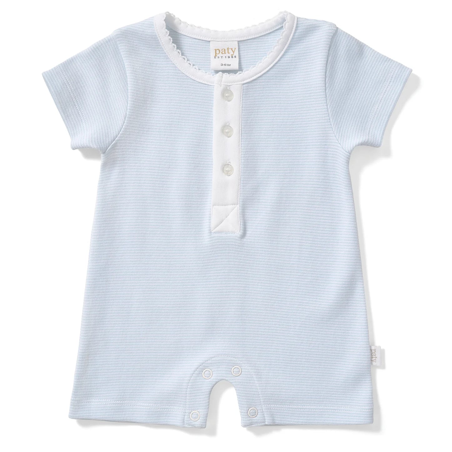 Paty Organic Cotton Striped Romper with Button Placket