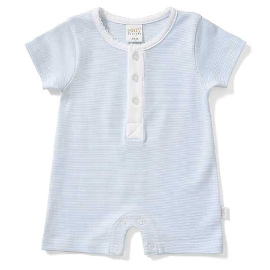 Paty Organic Cotton Striped Romper with Button Placket