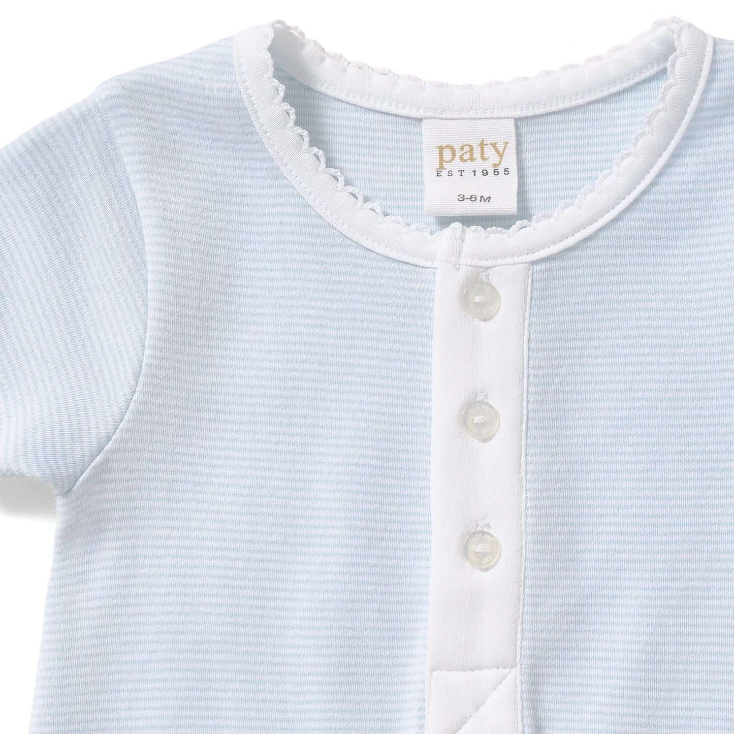 Paty Organic Cotton Striped Romper with Button Placket