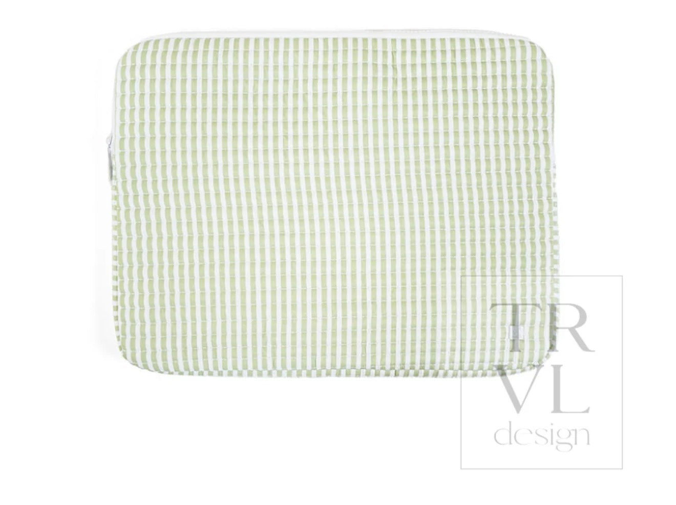 QUILTED LAPTOP SLEEVE - PIMLICO STRIPE SAGE