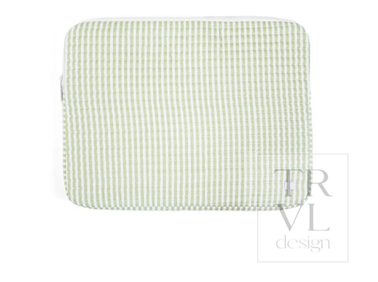QUILTED LAPTOP SLEEVE - PIMLICO STRIPE SAGE