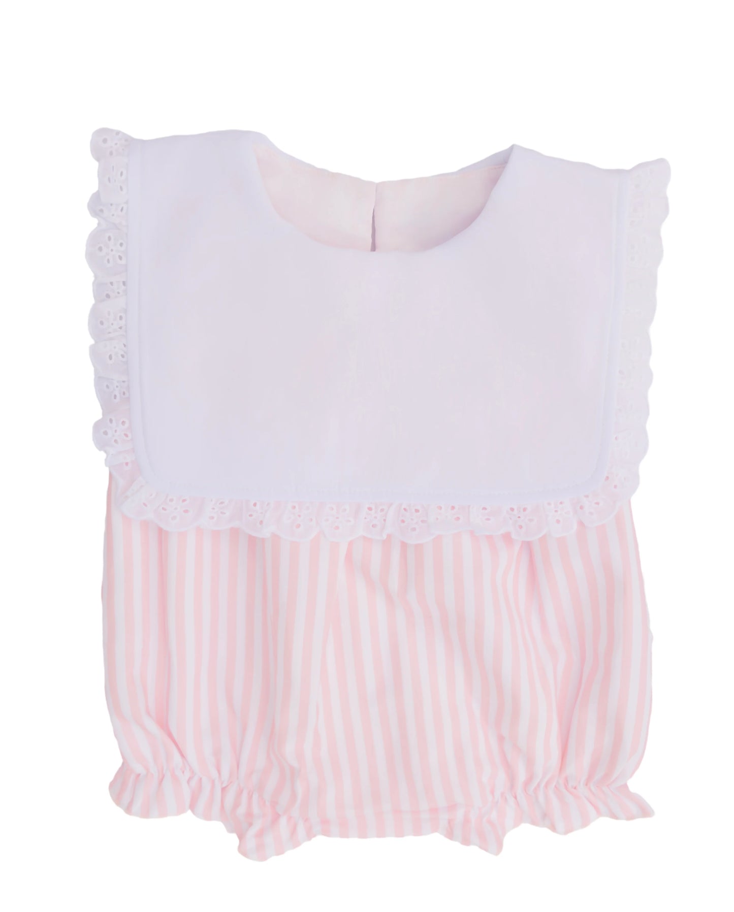 Pink stripped bubble, ruffle collar