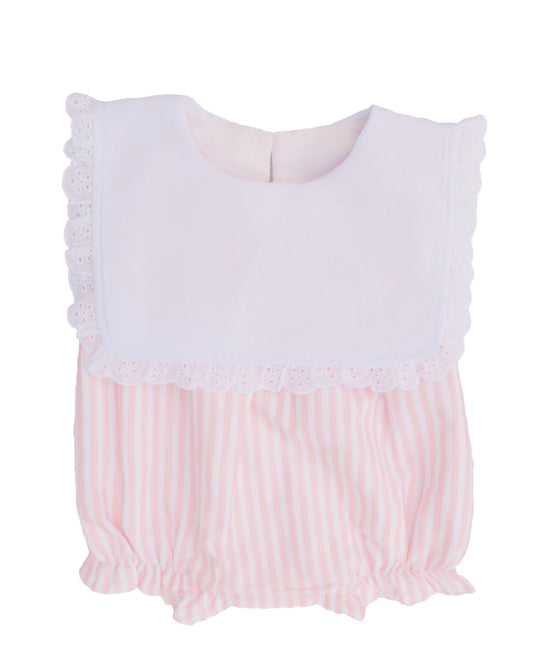 Pink stripped bubble, ruffle collar