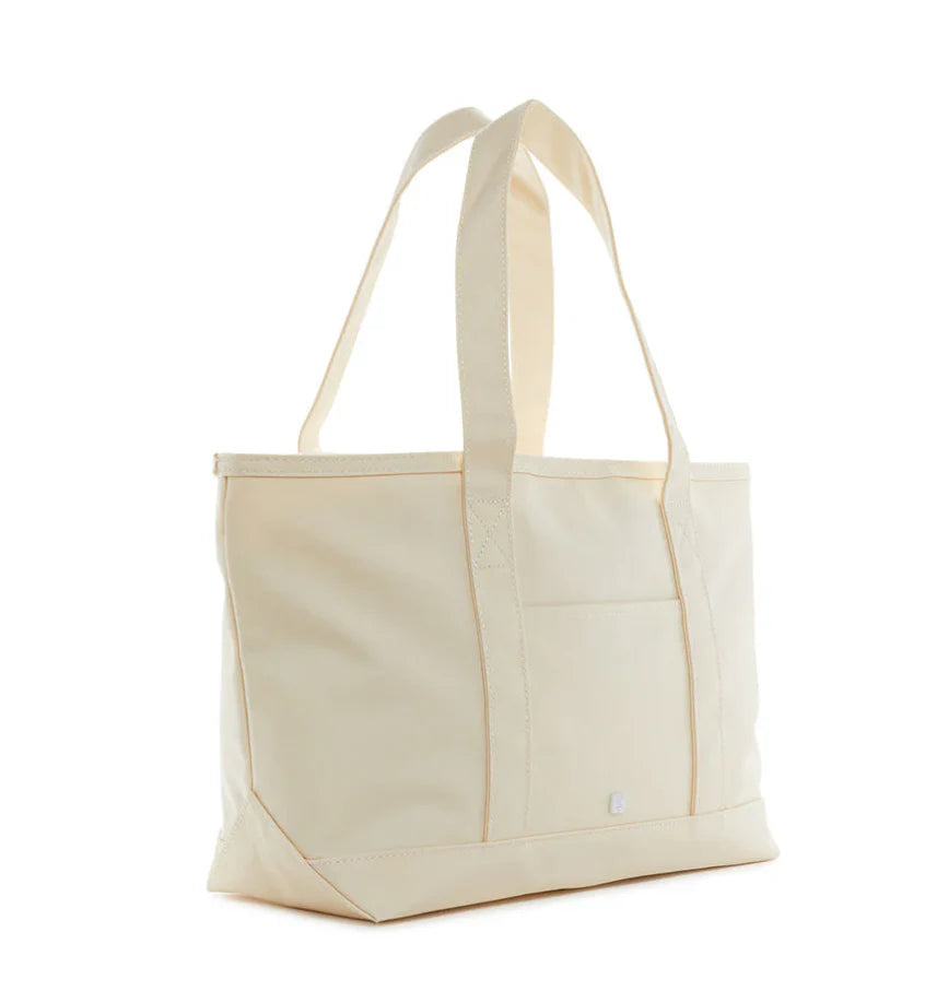 TRVL MEDIUM TOTE NATURAL COATED CANVAS