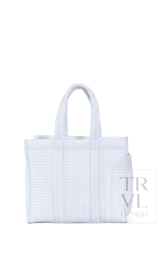 QUILTED GO GO TOTE - PIMLICO STRIPE BLUE