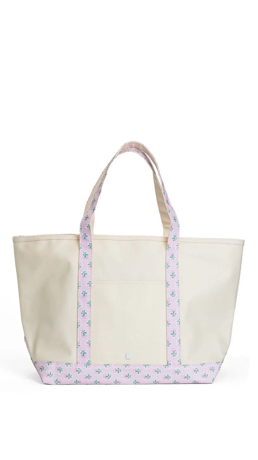 TRVL MAXI TOTE NATURAL WITH PETITE FLEUR PINK TRIM
