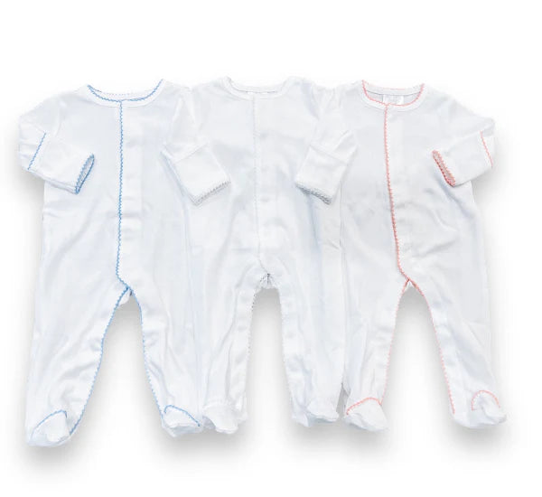 Picot Trim Button Footie- IN STOCK