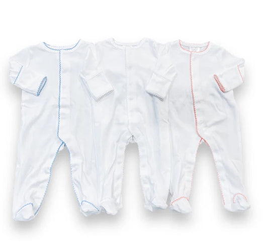 Picot Trim Button Footie- IN STOCK