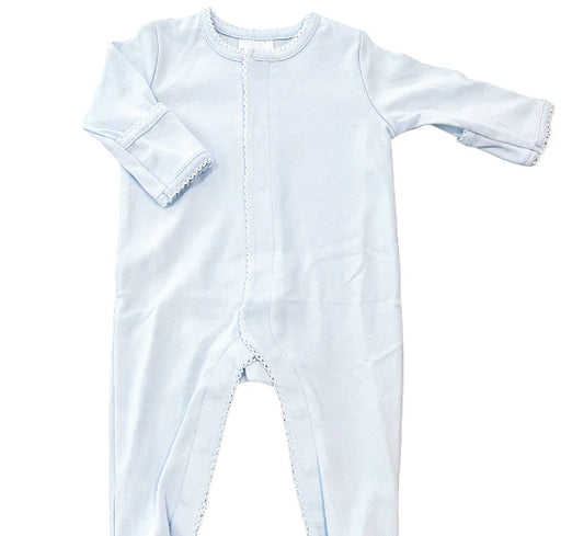 Picot Trim Button Footie- IN STOCK
