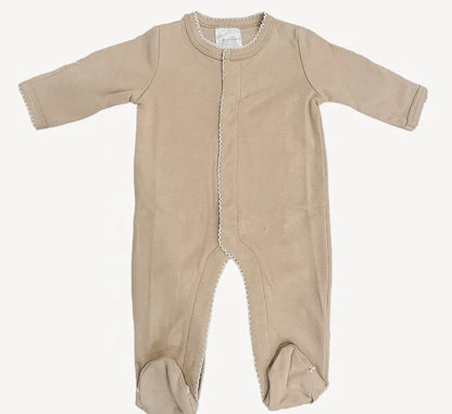 Picot Trim Button Footie- IN STOCK