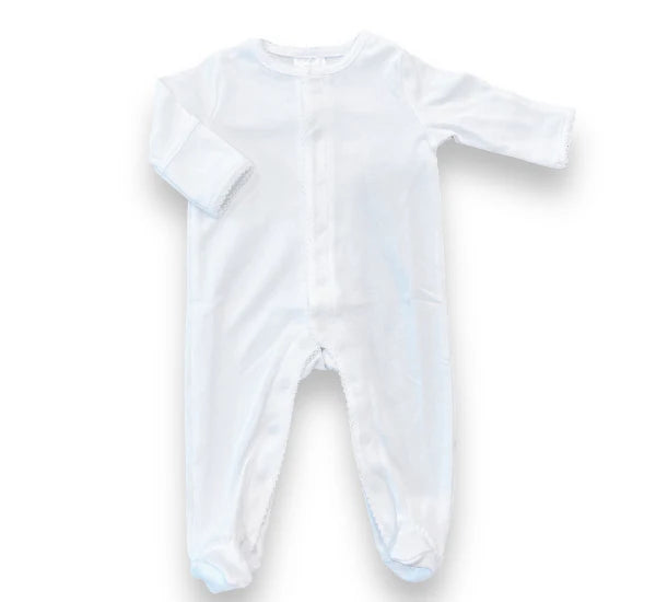 Picot Trim Button Footie- IN STOCK