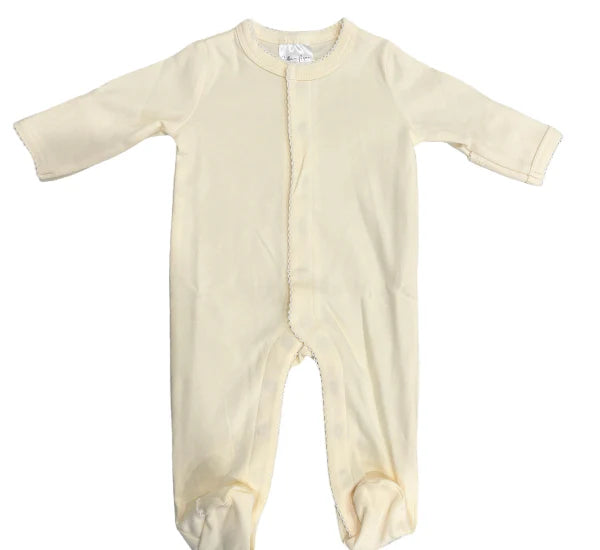 Picot Trim Button Footie- IN STOCK