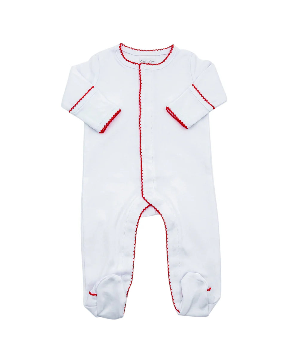 Picot Trim Button Footie- IN STOCK