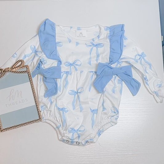 Baby Blue Bow Romper- IN STOCK