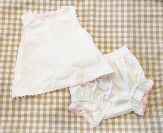 Swing back diaper set- pink trim- IN STOCK