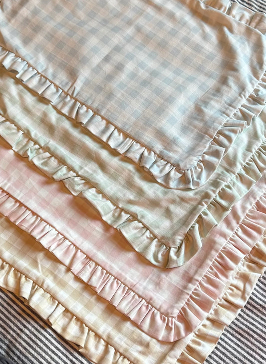 Gingham Ruffle Pillow- IN STOCK
