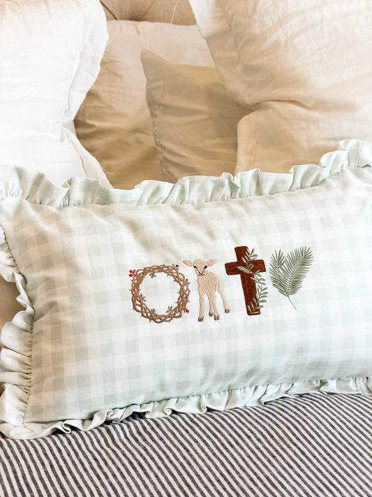 Gingham Ruffle Pillow- IN STOCK
