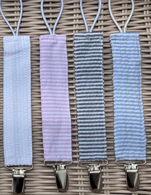 Seersucker Pacifier Clips - IN STOCK