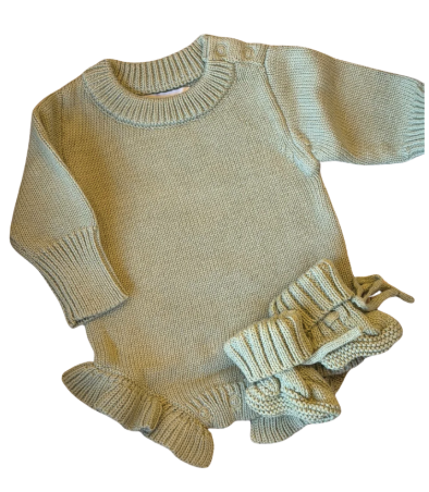Girls Ruffle Knit Romper