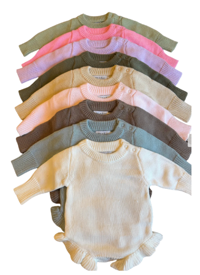 Girls Ruffle Knit Romper