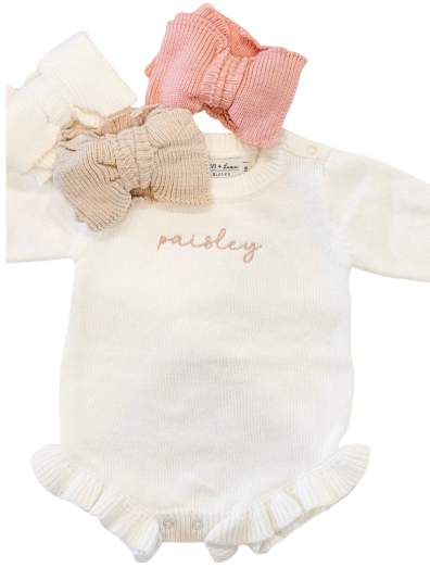 Girls Ruffle Knit Romper