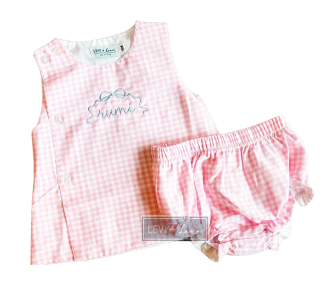 Gingham Diaper Set