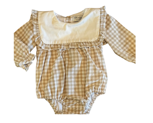 Girls Long sleeve gingham bubble