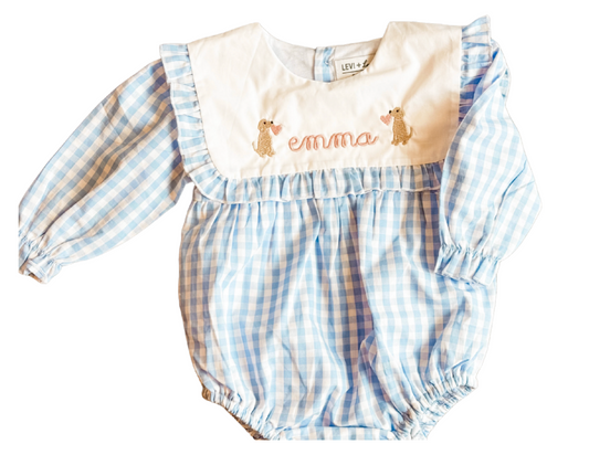 Girls Long sleeve gingham bubble