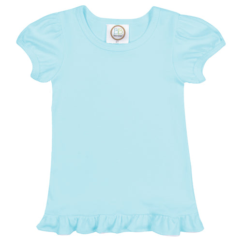 Girl's Short Sleeve Ruffle Tee - Greens and Blues