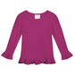 Girl's Long Sleeve Ruffle Tee - Pinks and Purple