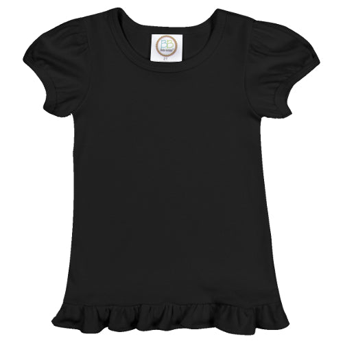 Girl's Short Sleeve Ruffle Tee - Basic Colors