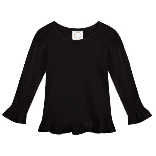 Girl's Long Sleeve Ruffle Tee - Basic Colors
