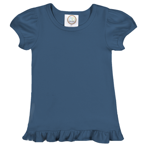 Girl's Short Sleeve Ruffle Tee - Greens and Blues