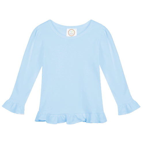 Girl's Long Sleeve Ruffle Tee - Greens and Blues