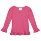Girl's Long Sleeve Ruffle Tee - Pinks and Purple