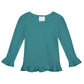 Girl's Long Sleeve Ruffle Tee - Greens and Blues