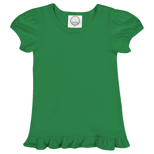 Girl's Short Sleeve Ruffle Tee - Greens and Blues