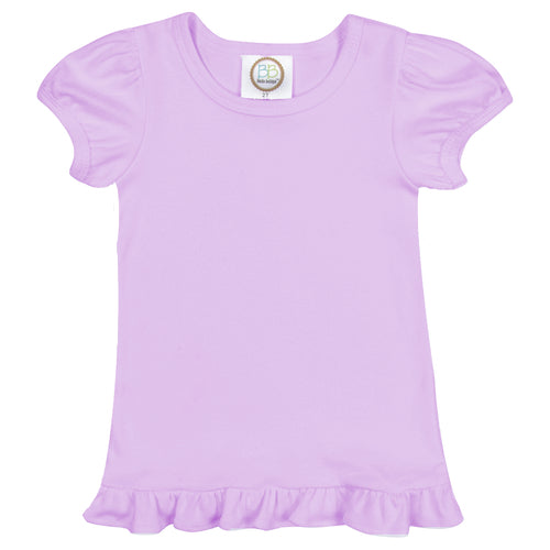 Girl's Short Sleeve Ruffle Tee - Pinks and Purple