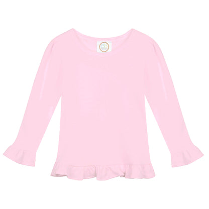 Girl's Long Sleeve Ruffle Tee - Pinks and Purple
