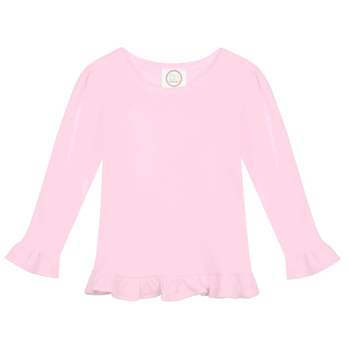Girl's Long Sleeve Ruffle Tee - Pinks and Purple