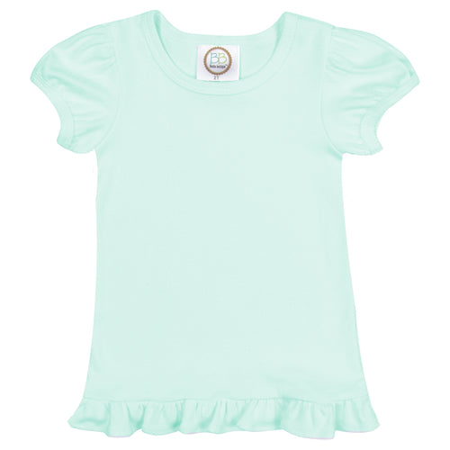 Girl's Short Sleeve Ruffle Tee - Greens and Blues