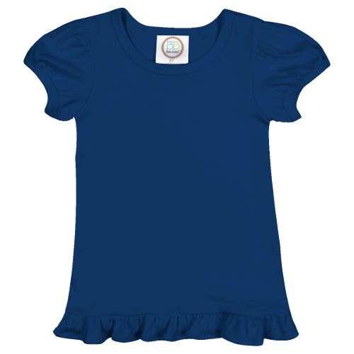 Girl's Short Sleeve Ruffle Tee - Greens and Blues
