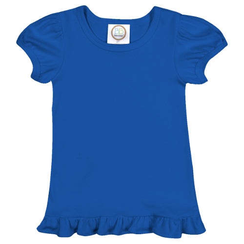 Girl's Short Sleeve Ruffle Tee - Greens and Blues