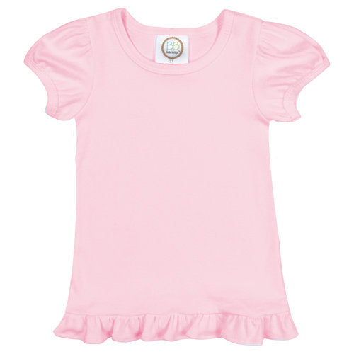 Girl's Short Sleeve Ruffle Tee - Pinks and Purple