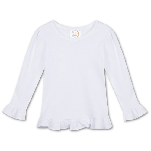Girl's Long Sleeve Ruffle Tee - Basic Colors